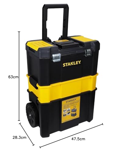 STANLEY Essential Rolling Workshop Toolbox, 3-in1 Stackable Units, Portable Tool Solution, STST1-80151