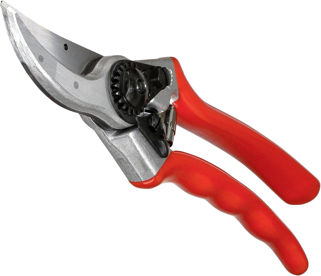 FELCO 2 Pruning Secateurs – 25 mm Cutting Diameter, for Large Hands, 215 mm Length, with Sap Groove, Straight Handles, Red