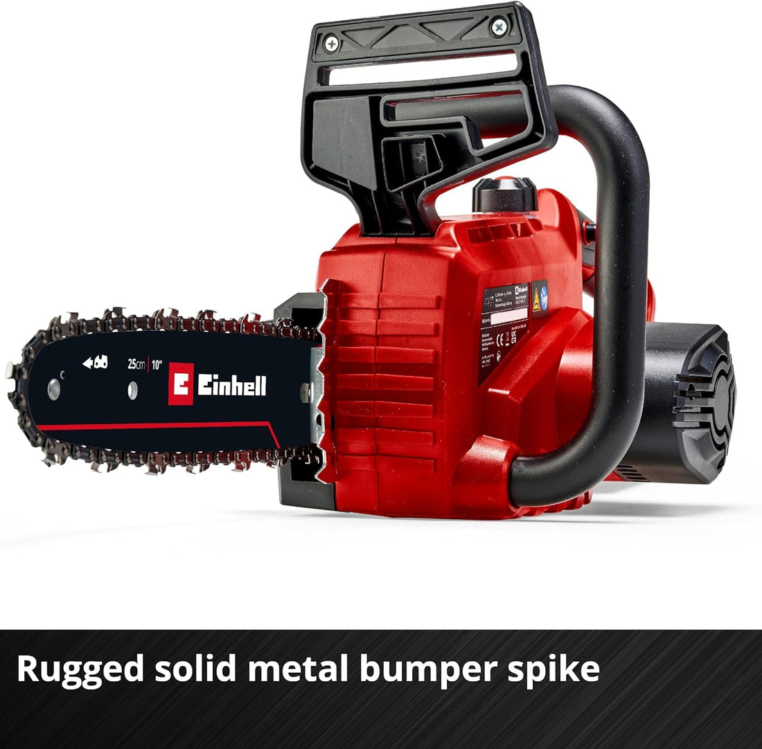 Einhell Power X-Change 18V Cordless Chainsaw With Battery and Charger - 10 Inch (25cm) Electric Chainsaw Cordless With OREGON Bar and Chain - GE-LC 18/25 Li Battery Chainsaw + 3Ah Starter Kit