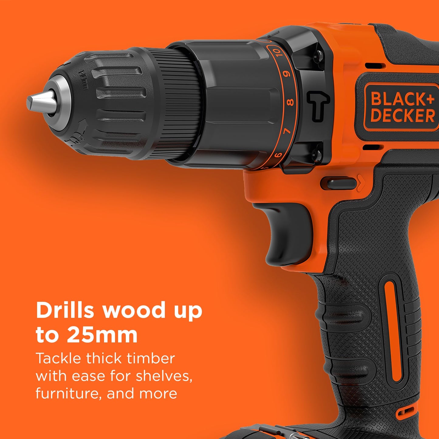 BLACK+DECKER 18V Hammer Drill with Battery, Charger, and Kitbox, BCD700S1K-GB