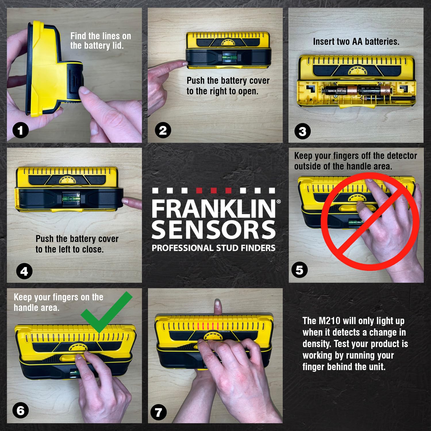 Franklin Sensors ProSensor M210 Stud Finder - 13-Sensor Wall Scanner With Live Wire Detection
