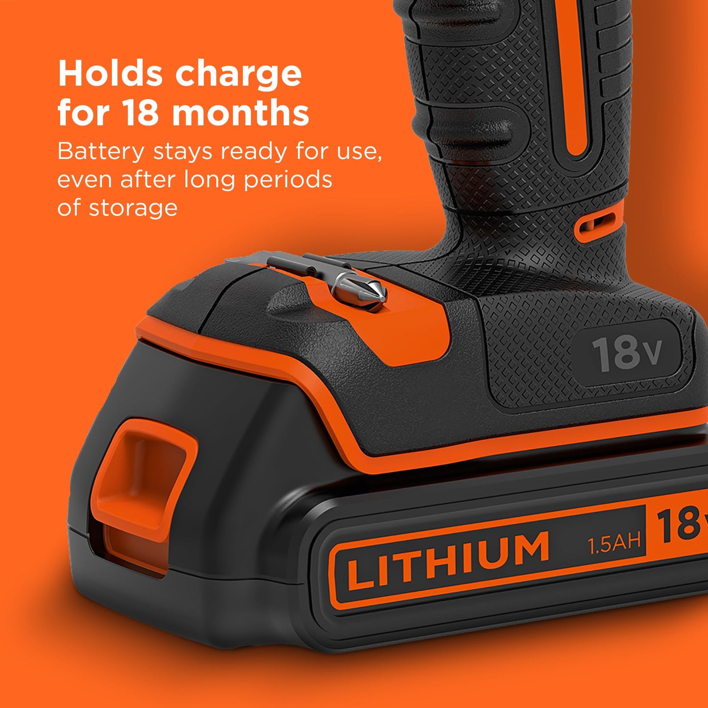 BLACK+DECKER 18V Hammer Drill with Battery, Charger, and Kitbox, BCD700S1K-GB