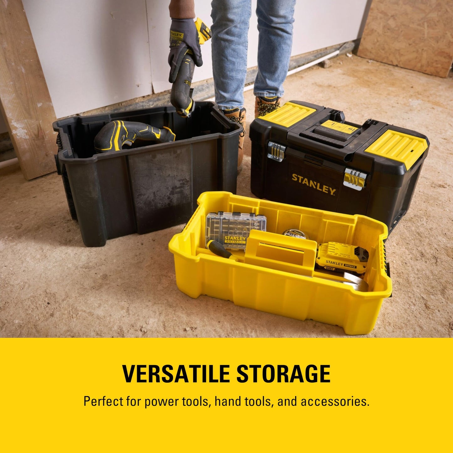 STANLEY Essential Rolling Workshop Toolbox, 3-in1 Stackable Units, Portable Tool Solution, STST1-80151