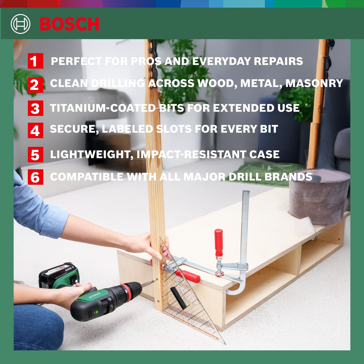 Bosch 50-Pieces X-Line Titanium Drill and Screwdriver Bit Set (for Wood, Masonry and Metal, Accessories Drills)