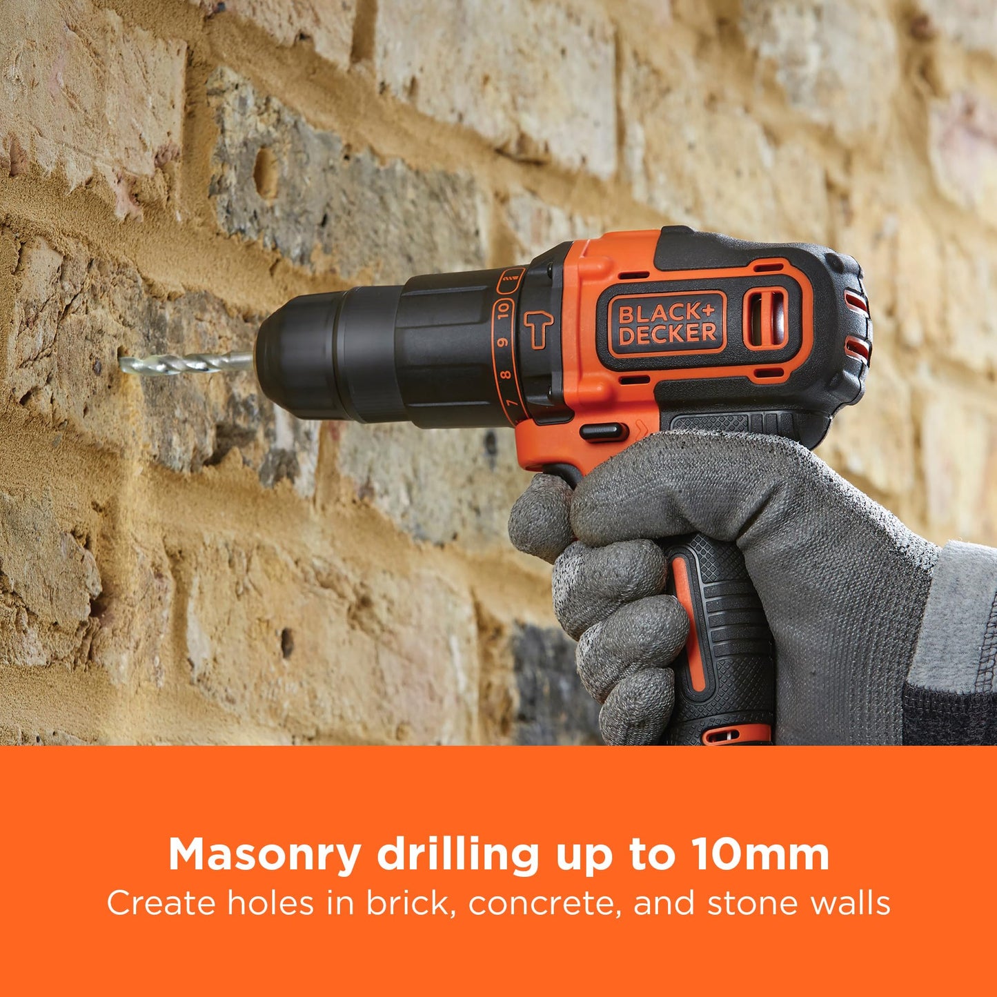 BLACK+DECKER 18V Hammer Drill with Battery, Charger, and Kitbox, BCD700S1K-GB
