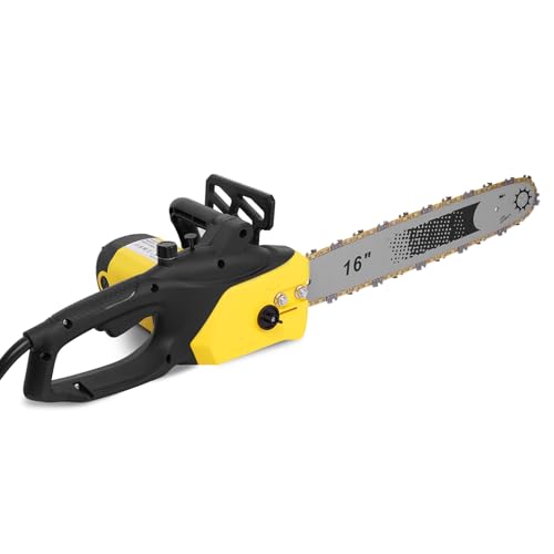 Electric Chainsaw, 2500W Powerful Electric Chainsaw,16" Portable Corded Chain Saw with 1.5m Power Cable, 4500rpm Chain Saw for Garden Tree Pruning, 10m/s Chain Speed Auto Chain Lubrication to Cut Wood