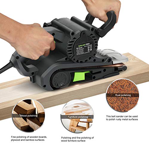 GALAX PRO 1010W Belt Sander, 120-380 RPM Variable Speed Settings, Dust Bag，5 Sanding Belts(76x533 MM)