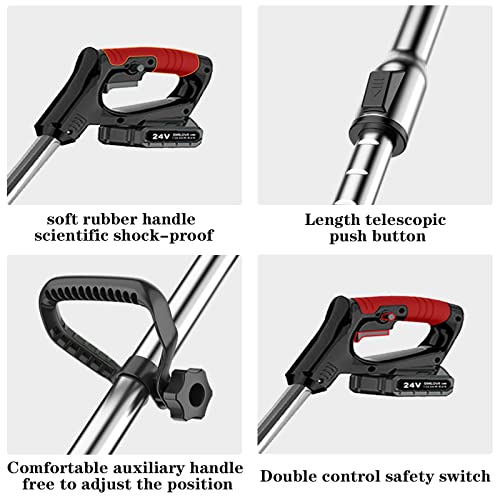 SMILOVII 24V Cordless Strimmer, Telescopic Lightweight Grass Trimmer with 6xMetal Blades & 10xPlastic Blades, 2 x 2000mAh Battery, Electric Garden Strimmer Grass Cutter for Lawn Edger Pruning Weed