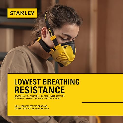 STANLEY DUST MASK RESPIRATOR WITH P3 FILTERS S/M