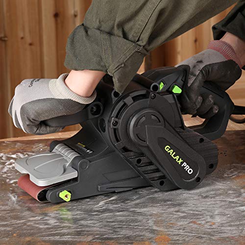 GALAX PRO 1010W Belt Sander, 120-380 RPM Variable Speed Settings, Dust Bag，5 Sanding Belts(76x533 MM)