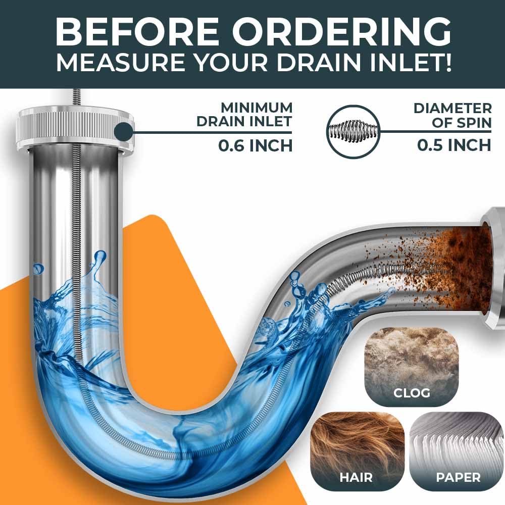 MEISTERFAKTUR Drain Snake [25 FT] - with Drill Attachment - Ideal Plumbing Snake for Sink and Drain Unblocking - Solid Drain Unblocker Tool for Real DYIs!