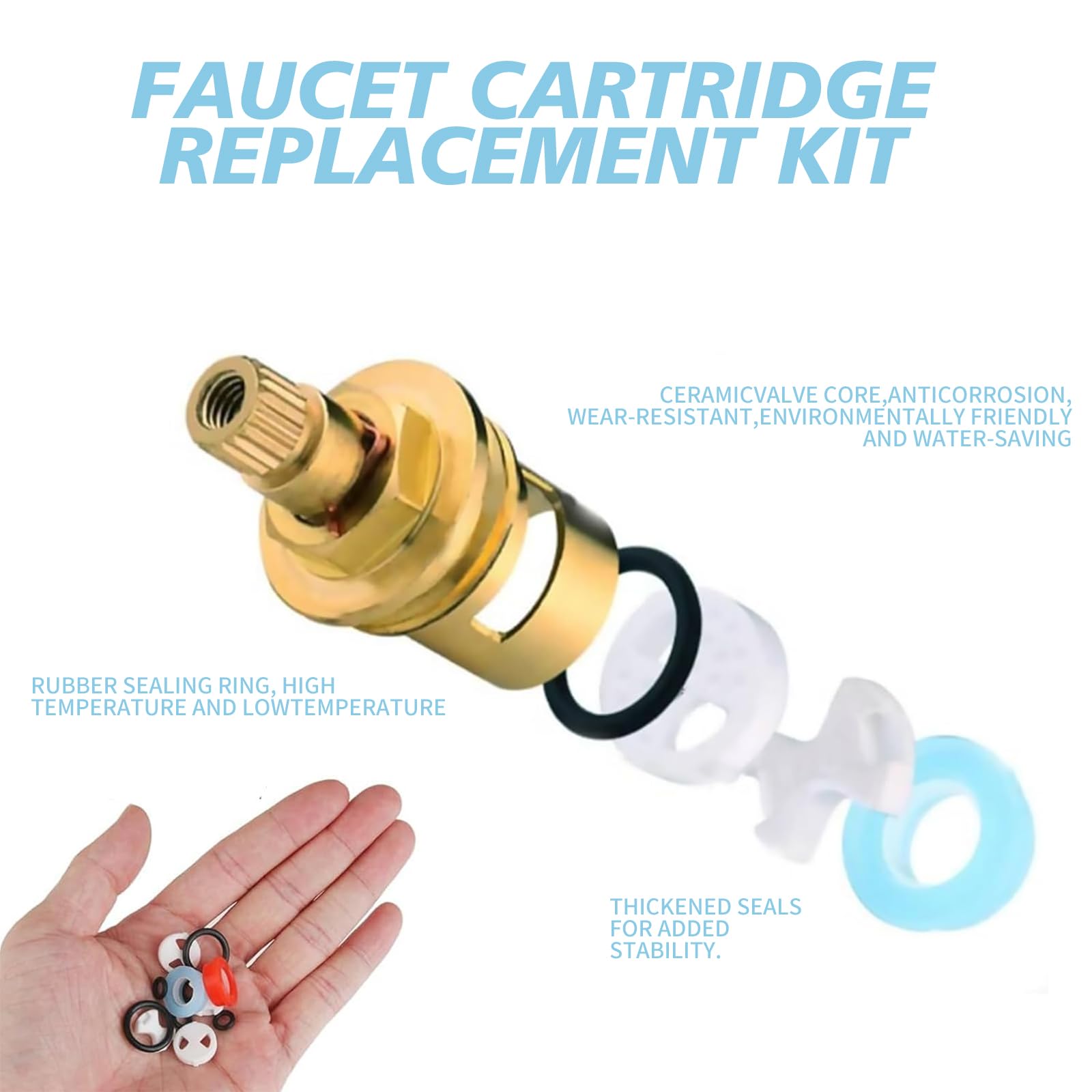 48 Pcs Tap Washers Kit with Ceramic Discs - Multi-Size Silicone O-Rings & Leak-Proof Gaskets for Mixer Taps Repair, Bathroom Sink & Kitchen Faucet DIY Plumbing (1/2 Turn Fit)