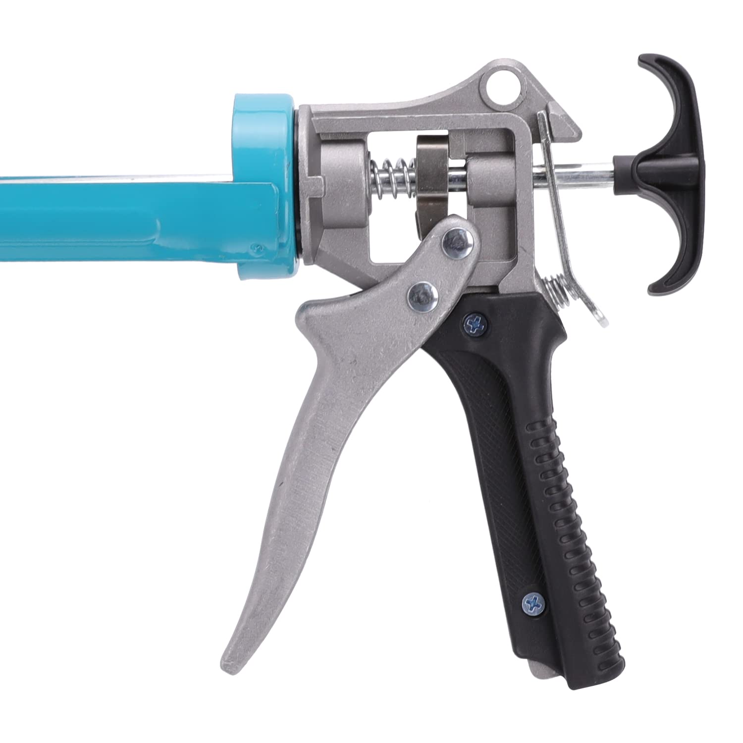 Amazon Basics Heavy Duty Sealant Caulking Gun - 310 ml (0.3 Litres) - 12:1 Thrust Ratio, Aluminium handle with plastic support grip, Blue/Grey