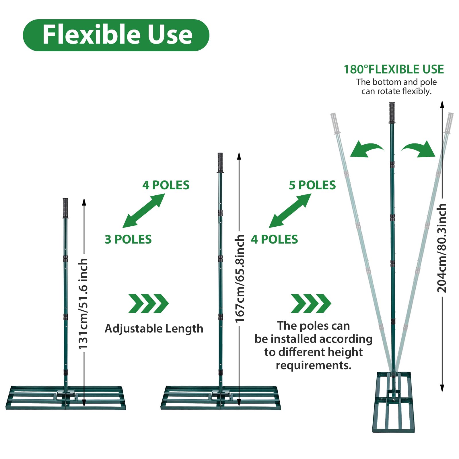 Signstek Lawn Leveling Rake, Stainless Steel Lawn Leveler with 30” x 10” Ground Plate, 76.7” Adjustment Long Handle, Level Lawn Tool for Grass, Golf Field, Garden, Level Soil