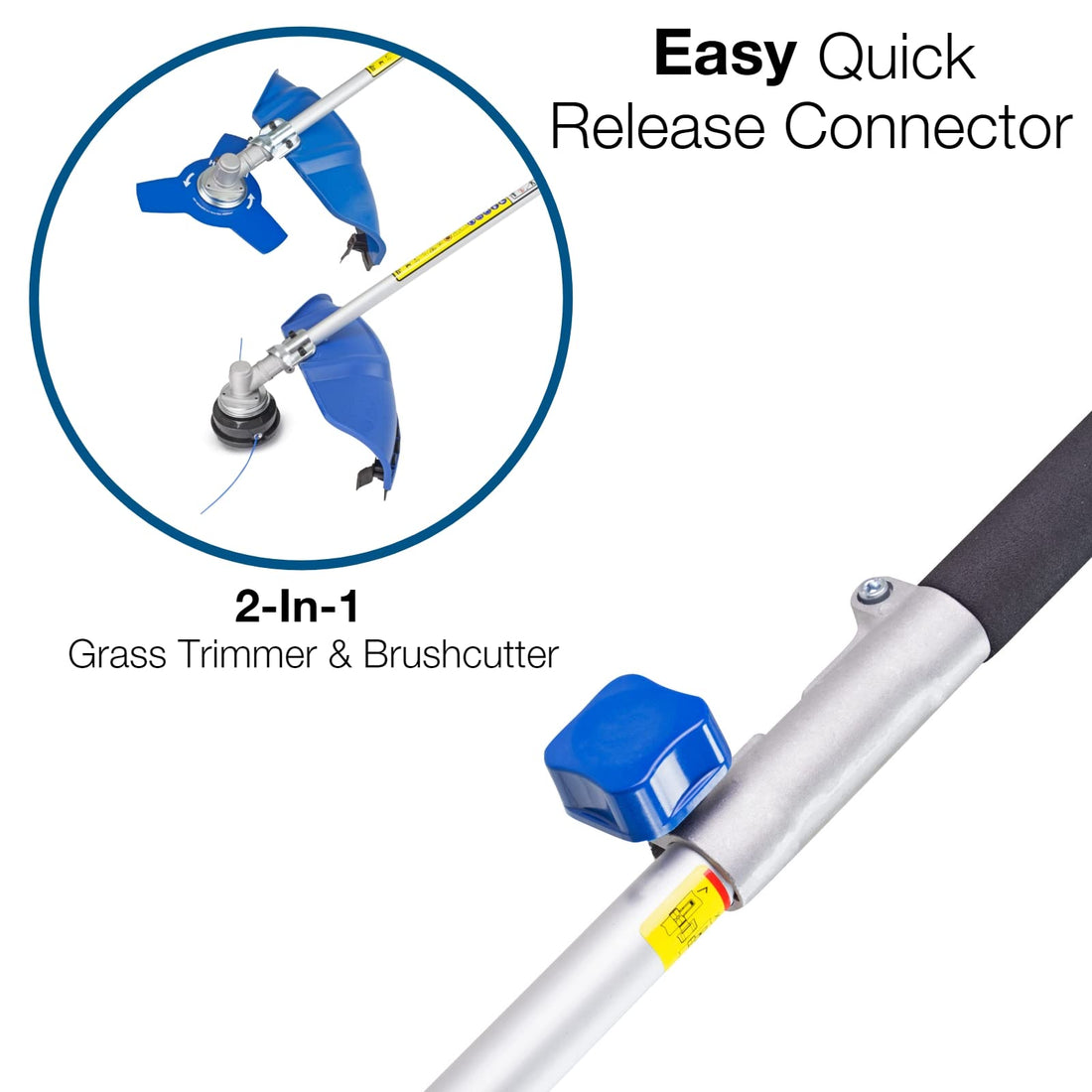 Hyundai 52cc Petrol Grass Strimmer Trimmer & Brush Cutter, 2 In 1 Garden Tool, 450mm Cutting Width, Heavy Duty, Split Shaft Design, Shoulder Harness Included With 3 Year Warranty