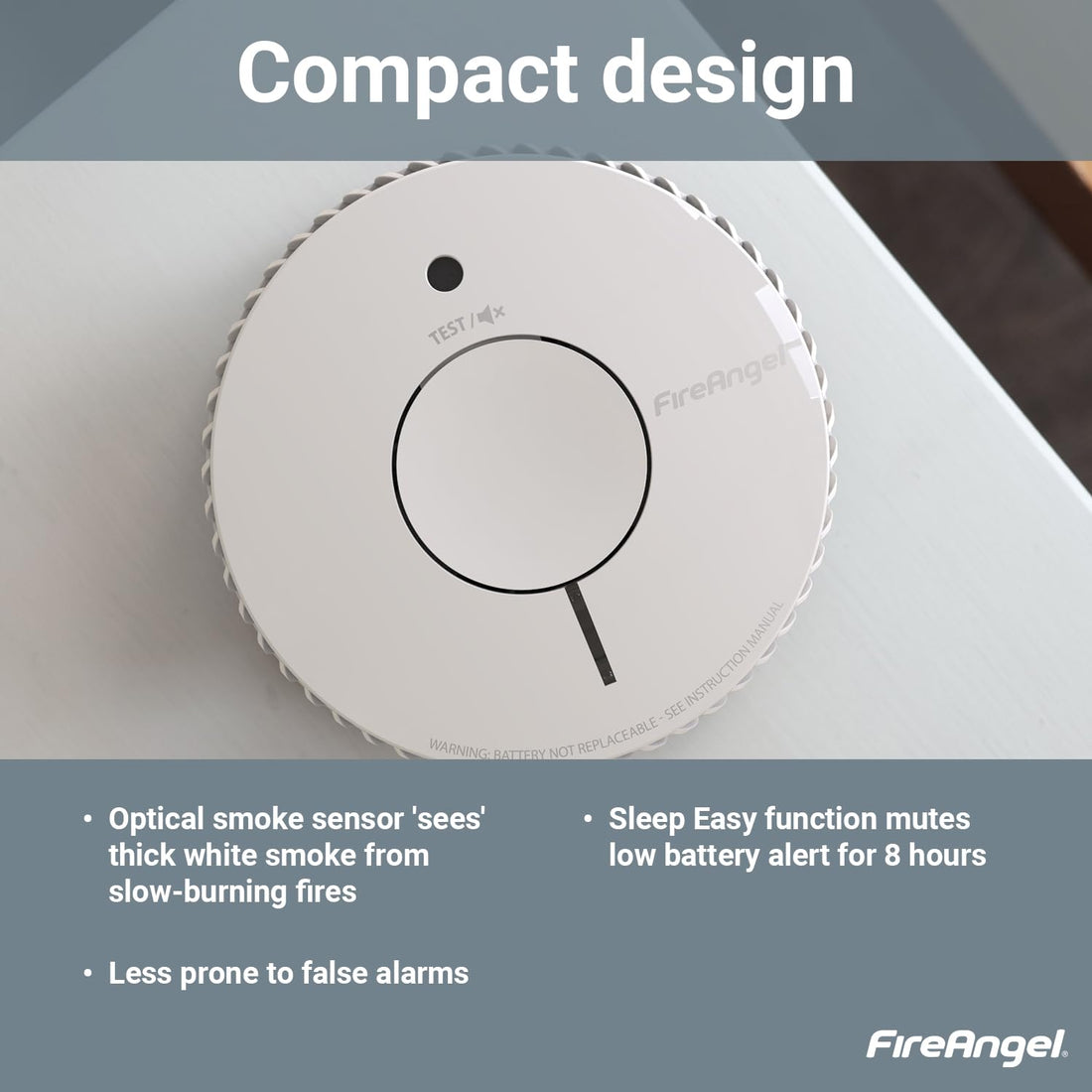 FireAngel Optical Smoke Alarm 2-Pack - FA6620 10-Year Battery Smoke Alarms for Home with Test/Silence Button - Replacement for FireAngel ST-622/ST-620 - Early Smoke Detector Fire Alarm - White