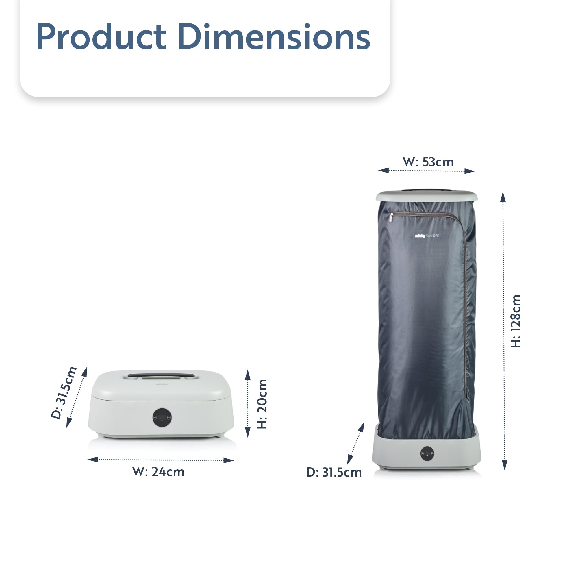 Minky SureDRI Compact Drying Pod, Portable Electric Clothes Dryer with Quiet Fan, 1.5M Cord, Up to 6 Hours Working time, Fast & Economical Drying, Holds Up to 10 Hangers, Low Running Costs