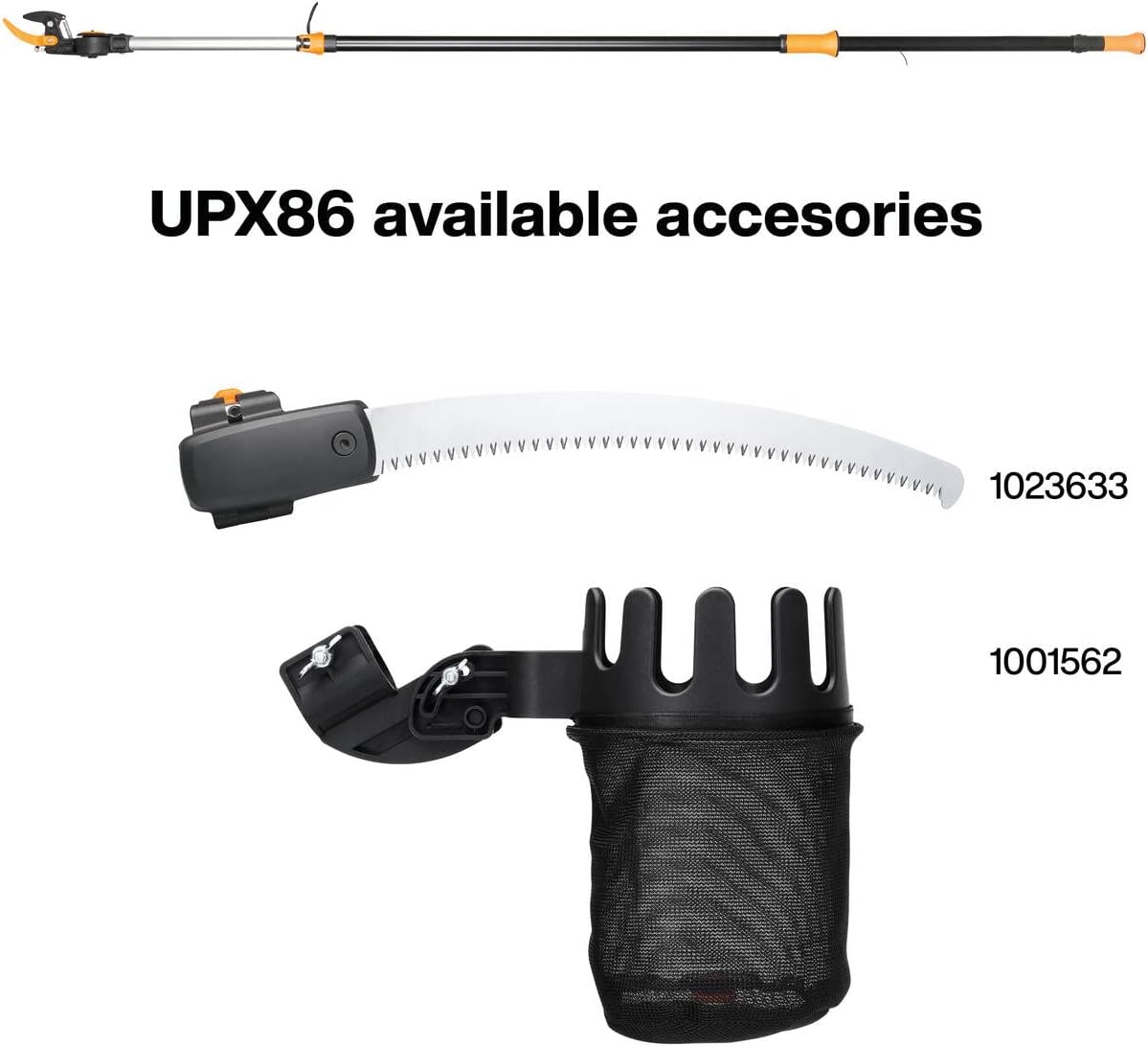 Fiskars PowerGear X Telescopic Tree Pruner UPX86, Non-stick Coated, Steel Blade/Aluminium Handle, Length 2.4 - 4 m, Black/Orange, 1023624