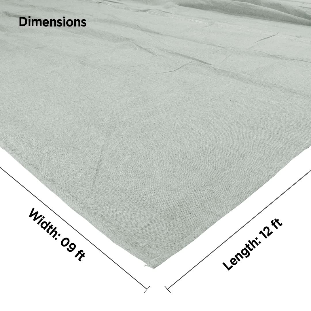 Pack of 2 Laminated Cotton Dust Sheets for Decorating & Painting Size 12ft X 9ft | Paint Cover Sheets Backed with Plastic Polythene Sheeting | Drop Cloth for Painting, Furnitures, Floor, StairCase