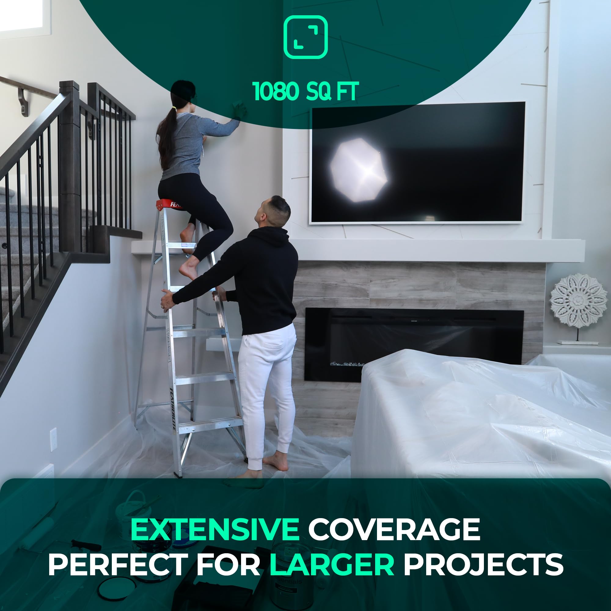 CS 10 Pack Extra Large Plastic Dust Sheets for Decorating 3.6 x 2.7m (12 x 9ft), Light Dust Sheet for Painting & Furniture, Plastic Sheet-Plastic Sheeting-Decorating Tools-Decorating Sheets-Dust Cover
