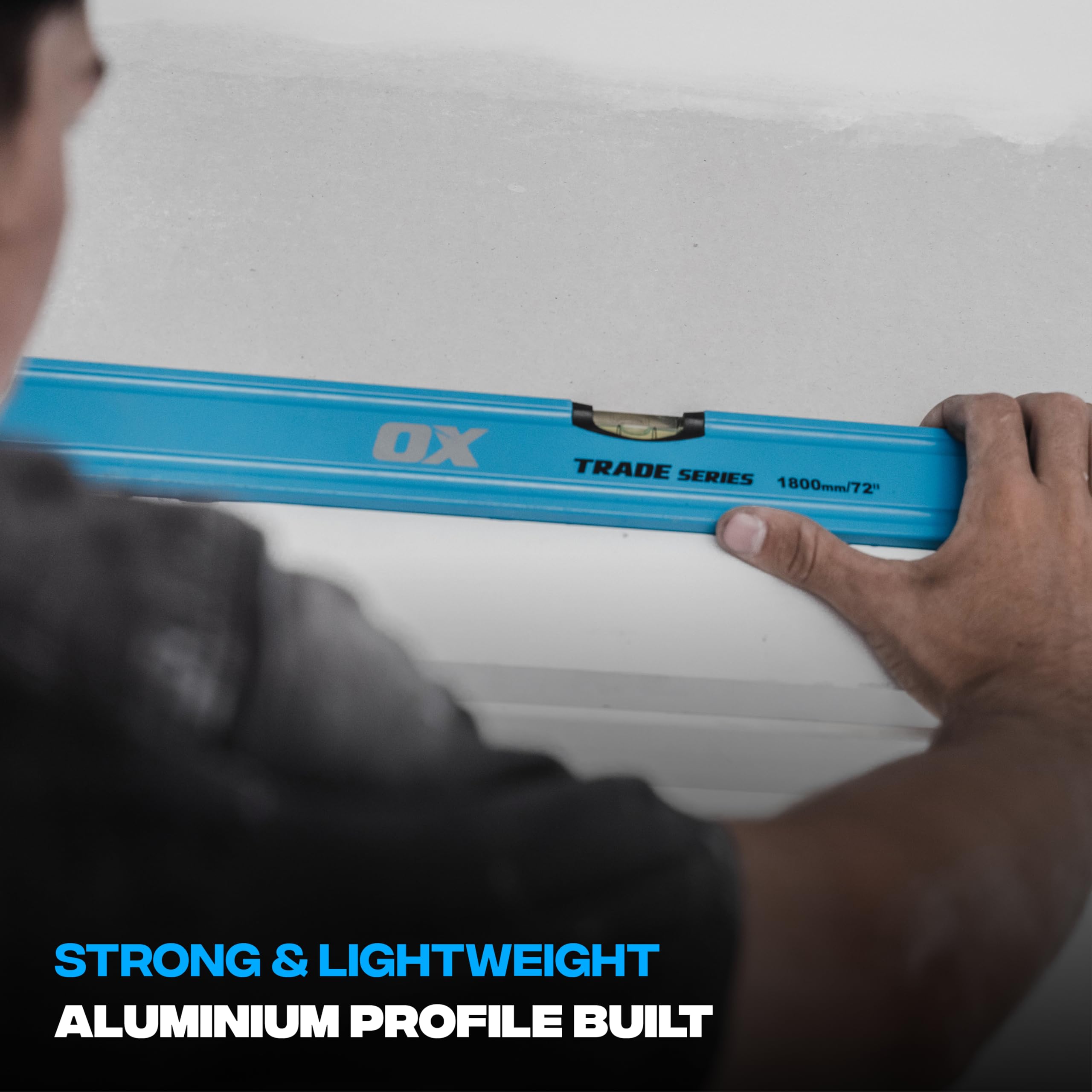 OX Spirit Level - Premium Trade Spirit Level - Industrial Grade Measurement Accuracy with 3 High-precision Vial (Accuracy 0.5 mm/m) - Blue - 600/1200/1800/230 mm