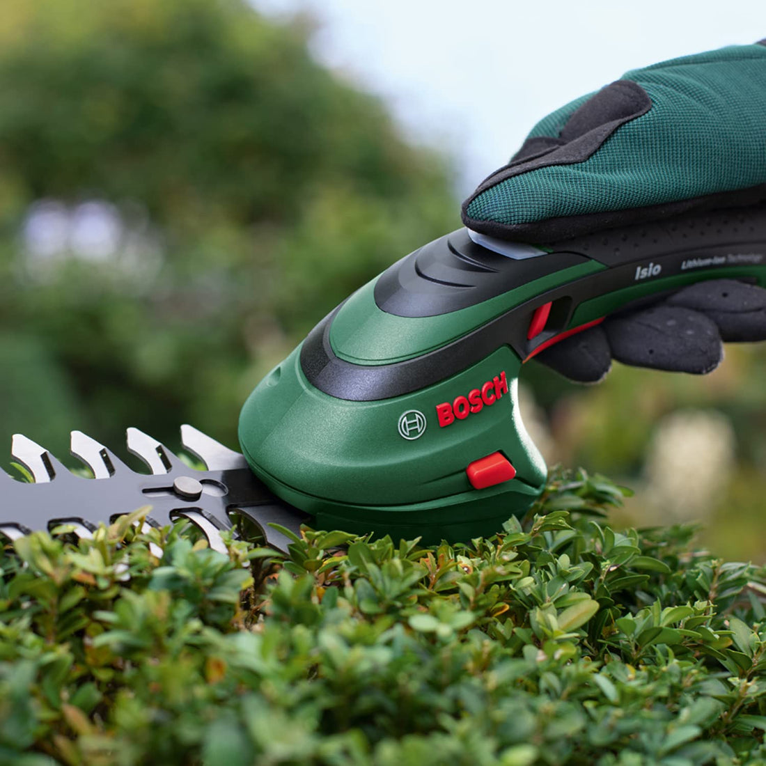 Bosch Cordless Edging Shear Set Isio (3.6 V, Blade Length: 12 cm, Tooth spacing: 8 mm, in Soft Bag Packaging)