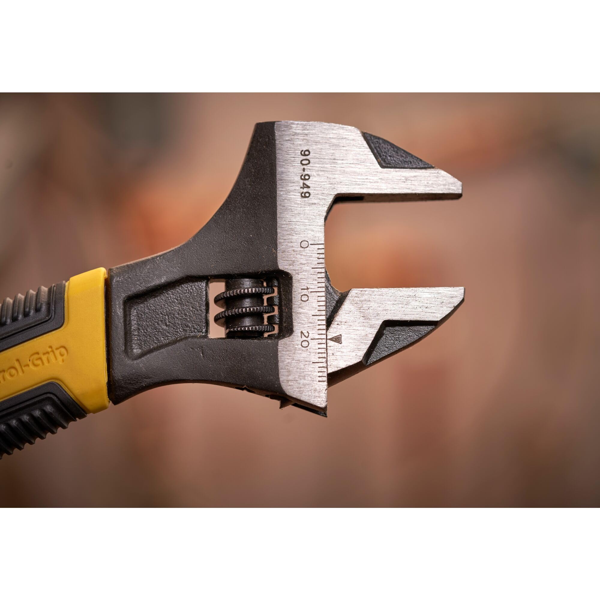 STANLEY Adjustable Wrench 30 x 200 mm Protective Phosphate Finish and Ergonomic Bi Material Handle 0-90-948, Black, Yellow