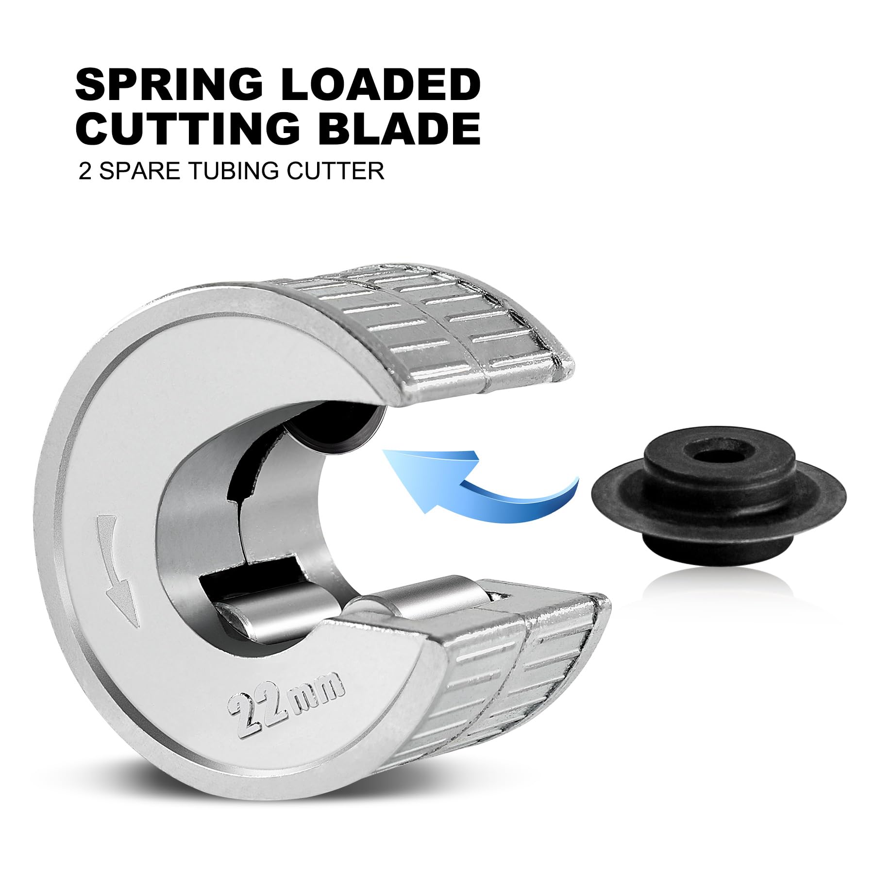 HAUTMEC Copper Pipe Cutter Sturdy Plumbing Auto Cut Tube Cutter Set Twin Pack 15 & 22mm Pipe Cutters Pipe Slice with 2 Spare Pipe Cutting Wheel Blades