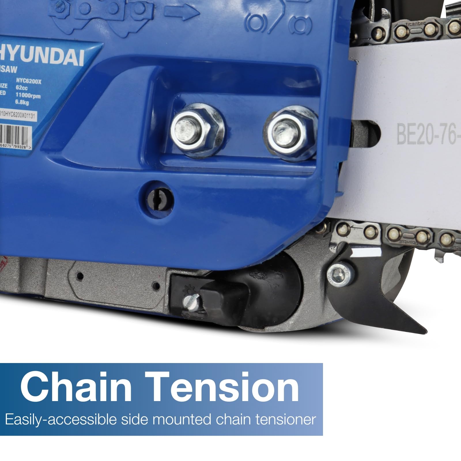 Hyundai 62cc 20" Petrol Chainsaw Powerful, Lightweight, and Durable for Heavy-Duty Tree Felling and Garden Tasks, 3 Year Warranty
