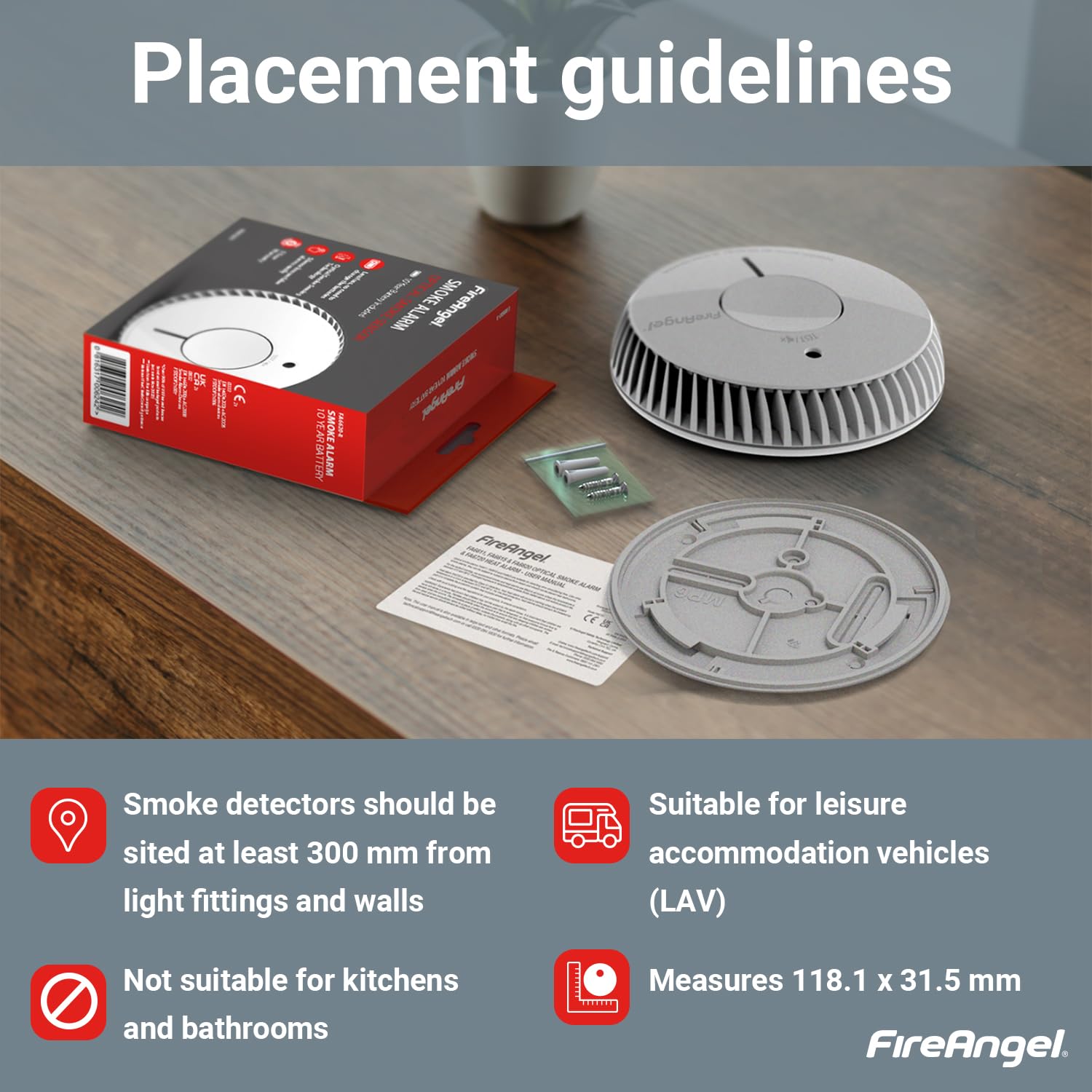 FireAngel Optical Smoke Alarm 2-Pack - FA6620 10-Year Battery Smoke Alarms for Home with Test/Silence Button - Replacement for FireAngel ST-622/ST-620 - Early Smoke Detector Fire Alarm - White
