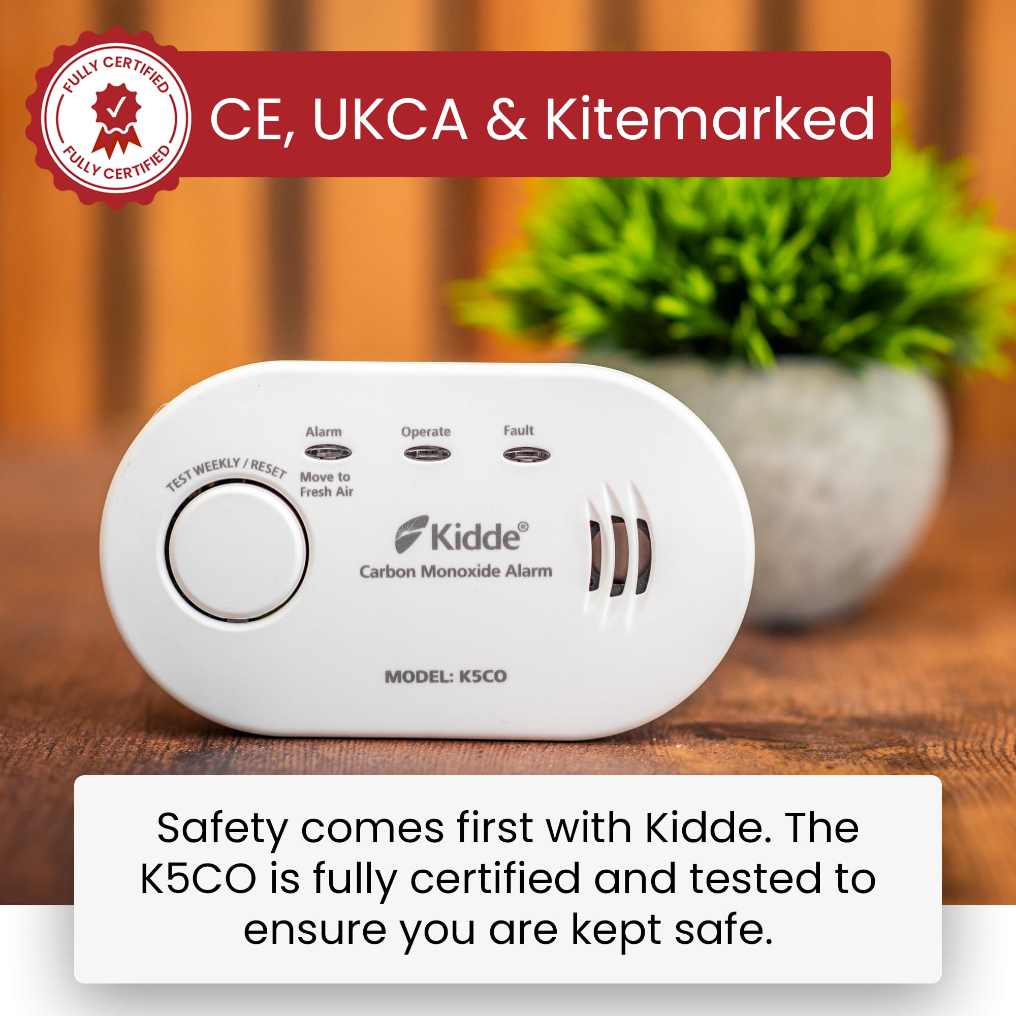 Twin Pack Kidde 5CO Battery Powered Carbon Monoxide Alarm and Detector - 10 Year Sensor Life with AA Batteries