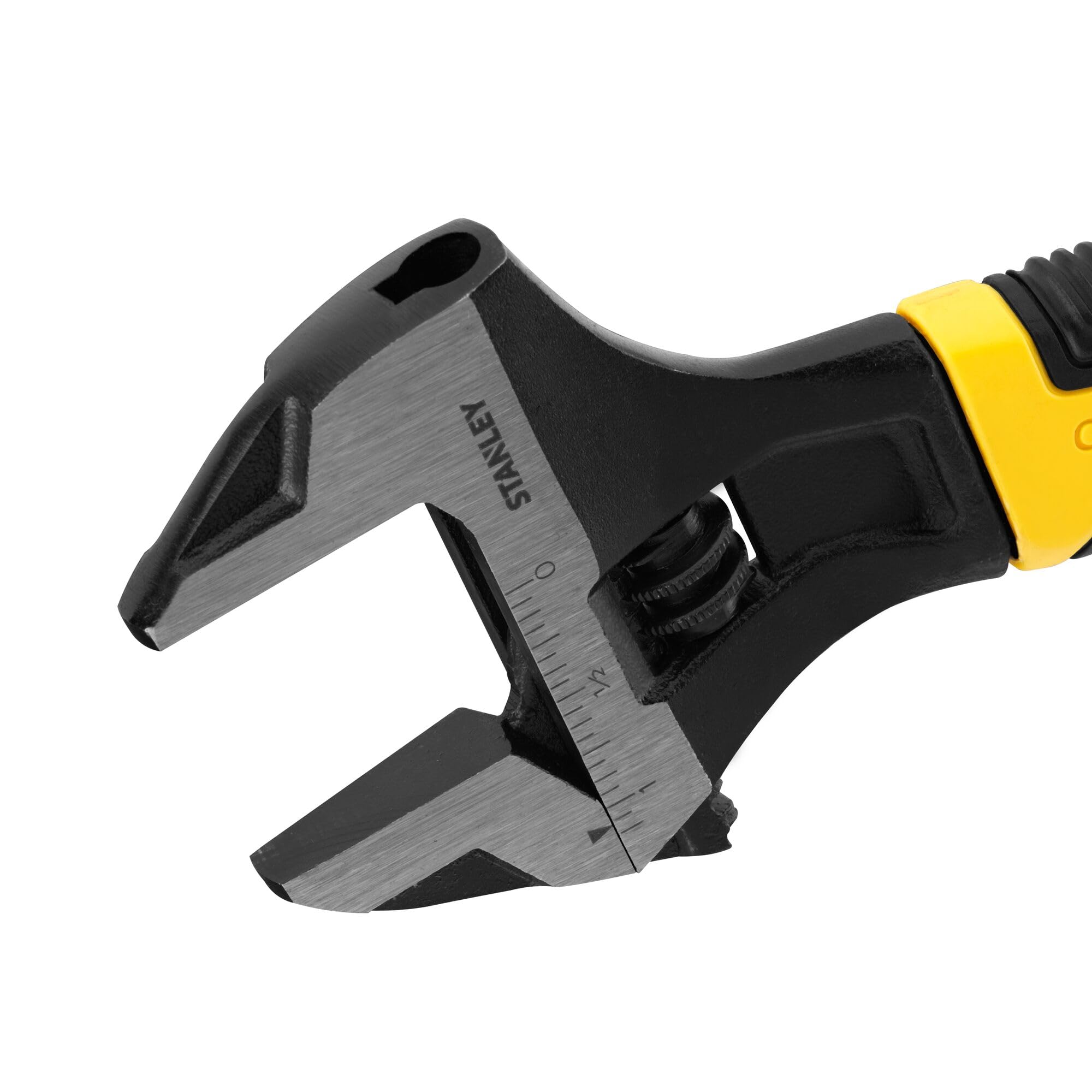 STANLEY Adjustable Wrench 30 x 200 mm Protective Phosphate Finish and Ergonomic Bi Material Handle 0-90-948, Black, Yellow
