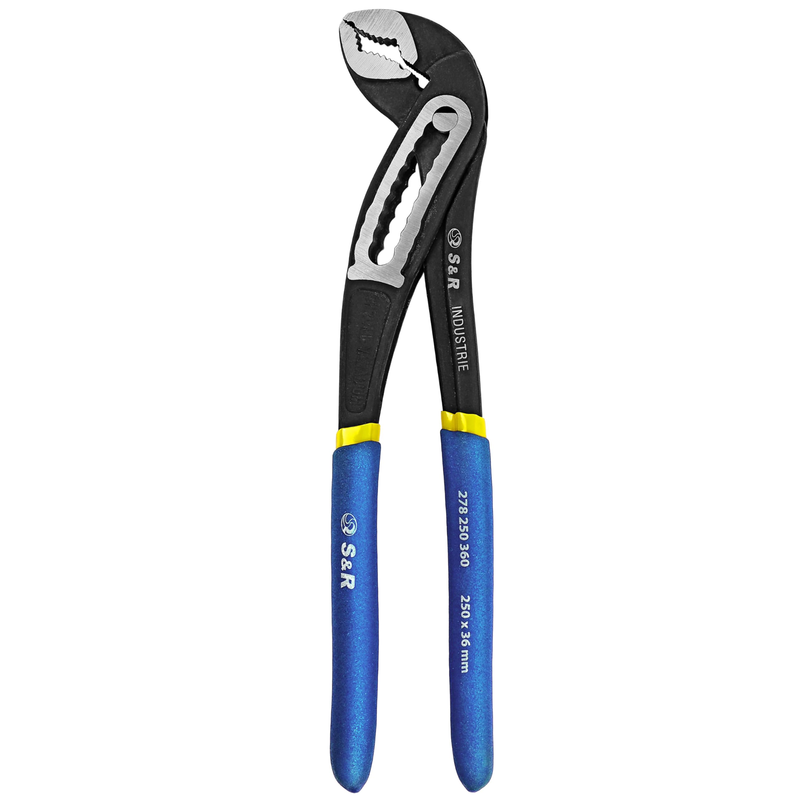S&R Water Pump Pliers, 250mm Pipe Wrench – CR-V Steel, 55mm Opening Width, Double-Coated Secure Handles