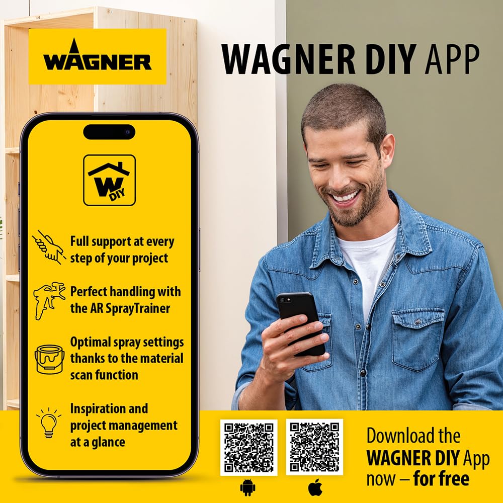 WAGNER Universal Sprayer W 950 FLEXiO - Electric Paint Sprayer for dispersion/latex paints, varnishes & glazes - interior usage, covers 15 m² - 5 min, 800 ml capacity, 630 W, 3.5 m hose