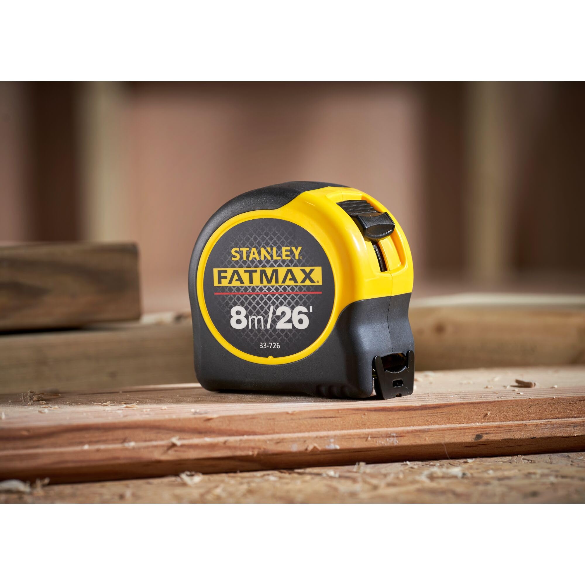 STANLEY FATMAX 8m/26' Tape Measure, Blade Armour Coating, 3.3m Standout, Magnetic Hook End, 0-33-726