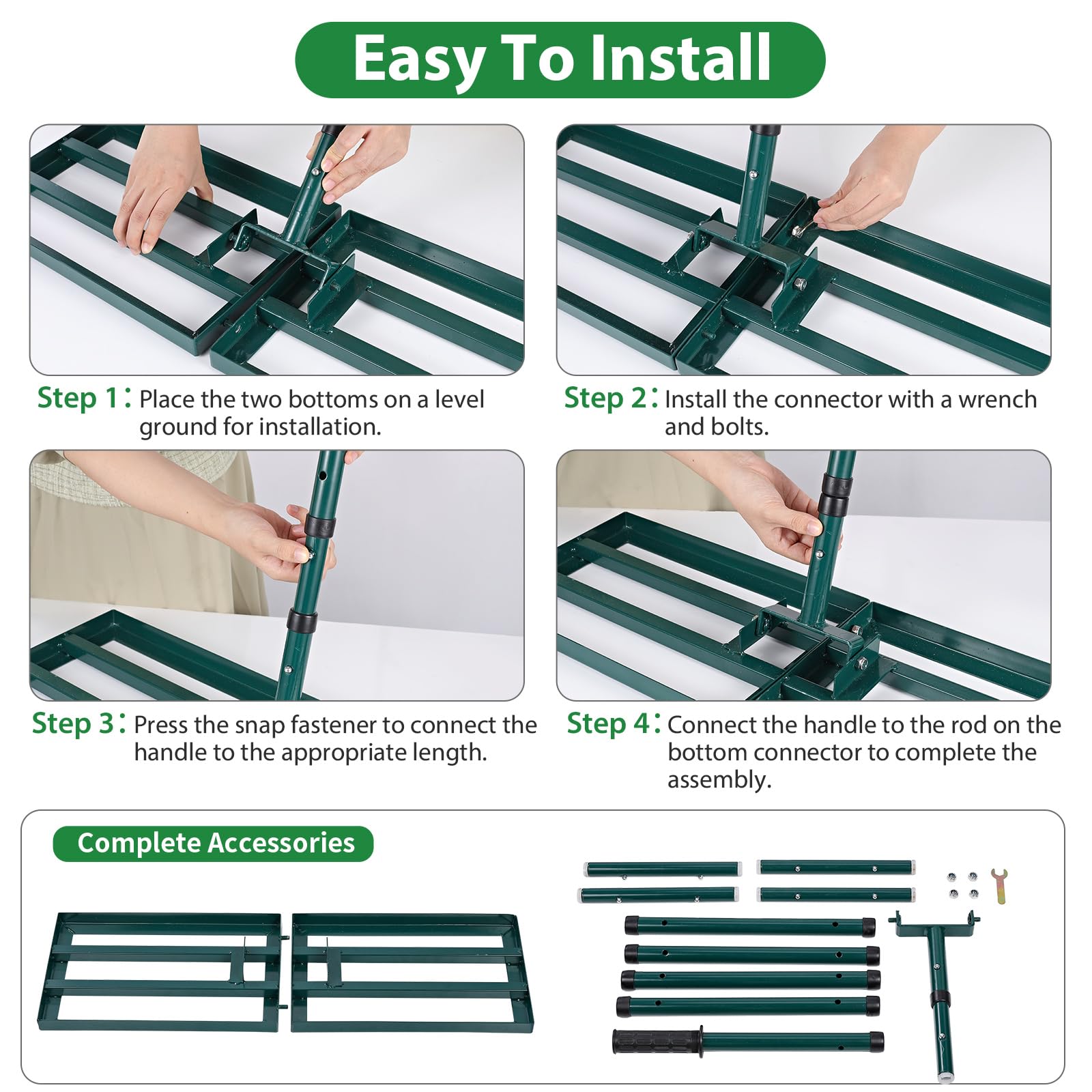 Signstek Lawn Leveling Rake, Stainless Steel Lawn Leveler with 30” x 10” Ground Plate, 76.7” Adjustment Long Handle, Level Lawn Tool for Grass, Golf Field, Garden, Level Soil