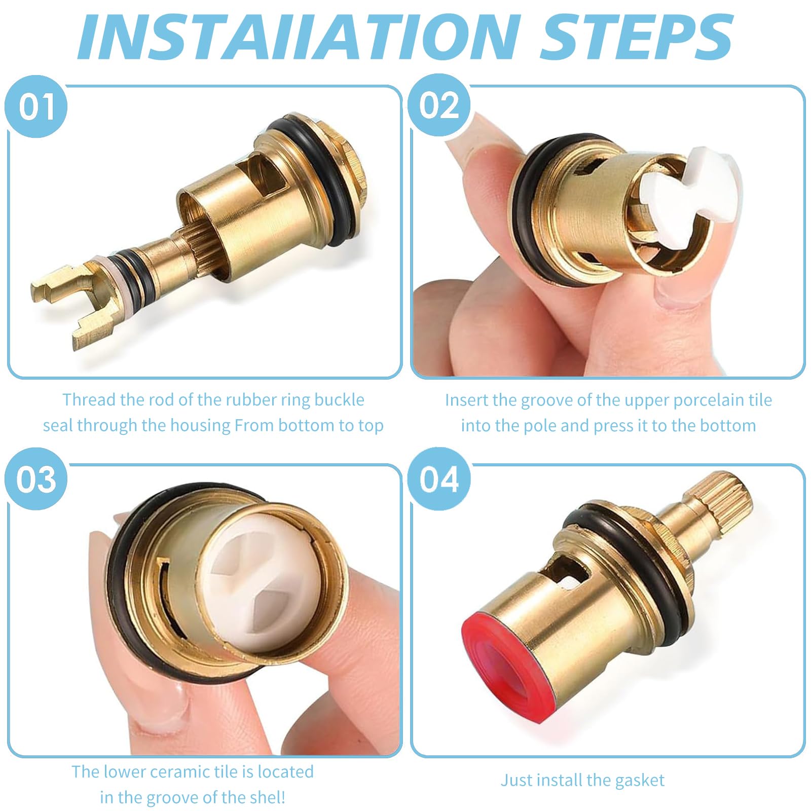 48 Pcs Tap Washers Kit with Ceramic Discs - Multi-Size Silicone O-Rings & Leak-Proof Gaskets for Mixer Taps Repair, Bathroom Sink & Kitchen Faucet DIY Plumbing (1/2 Turn Fit)