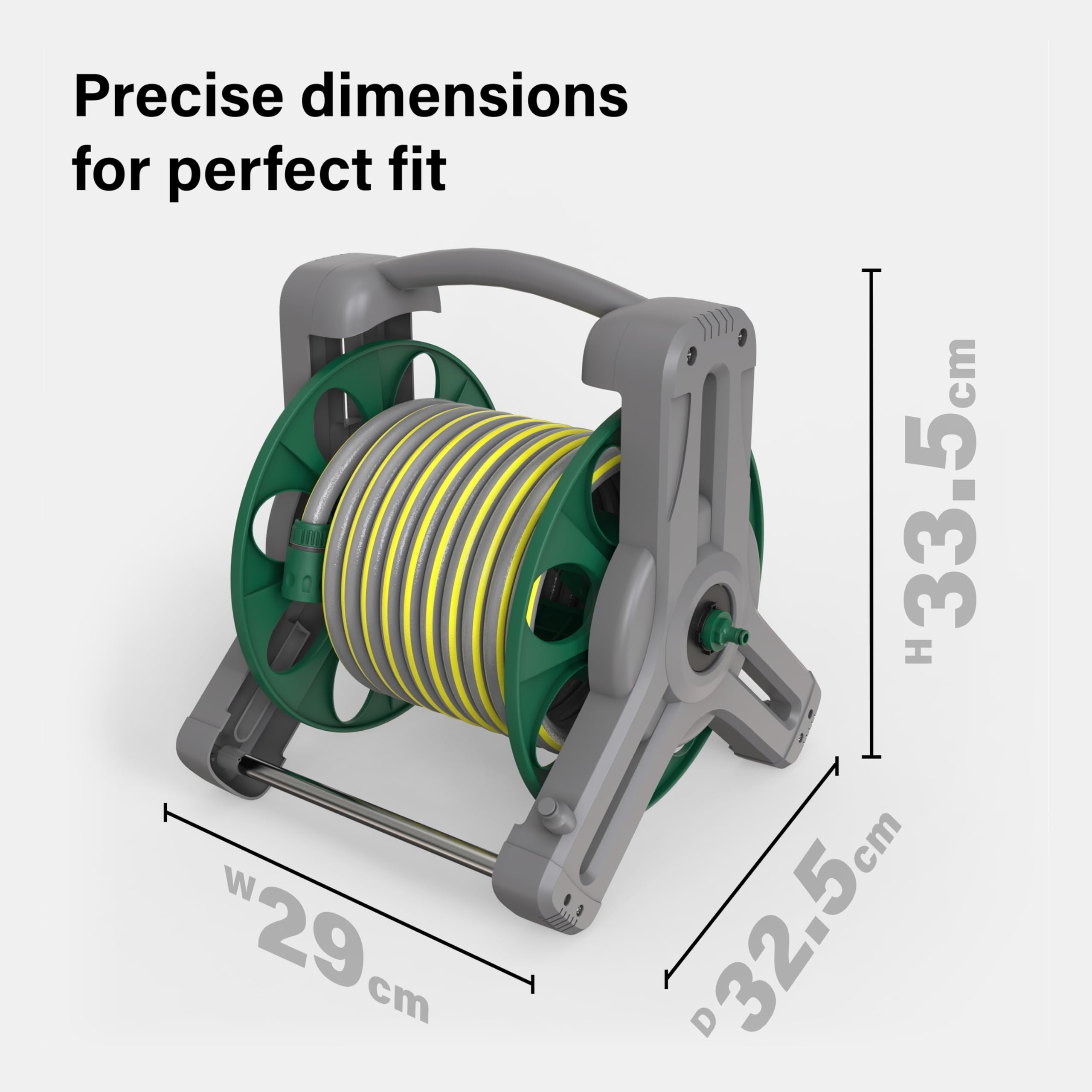Garden Hose Reel 25M (ø 15 mm), 2-in-1 as Free Standing or Wall Mounted Garden Hose, Complete with Hose Guide, Nozzle and Fittings, Robust Frame for Stability, Compact Hose Reel Flexibility Use
