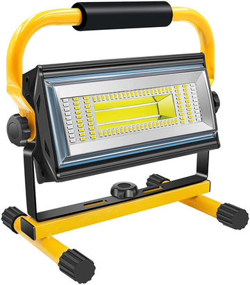 Sylstar COB Rechargeable Work Light, 100W Recharegable Portable LED Flood Light 7000 Lumens, 10800mAh Battery, Waterproof Cordless Workshop Job Site Construction Lighting for Camping, Fishing