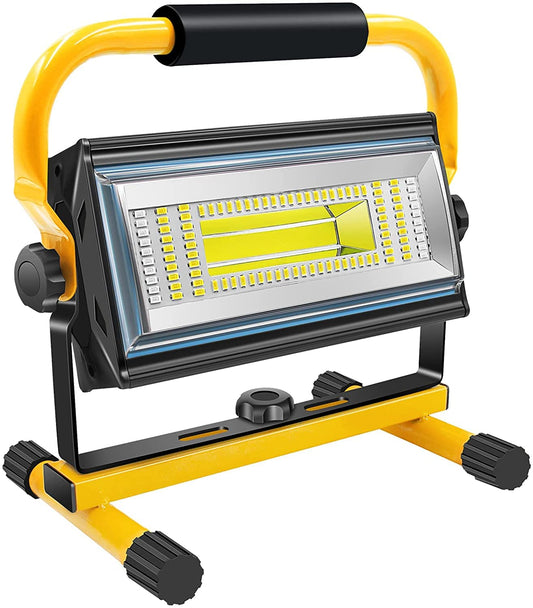 Sylstar COB Rechargeable Work Light, 100W Recharegable Portable LED Flood Light 7000 Lumens, 10800mAh Battery, Waterproof Cordless Workshop Job Site Construction Lighting for Camping, Fishing