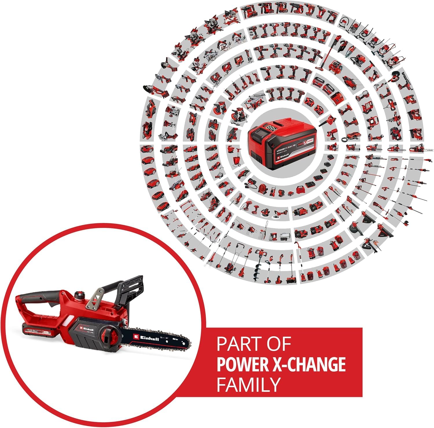 Einhell Power X-Change 18V Cordless Chainsaw With Battery and Charger - 10 Inch (25cm) Electric Chainsaw Cordless With OREGON Bar and Chain - GE-LC 18/25 Li Battery Chainsaw + 3Ah Starter Kit