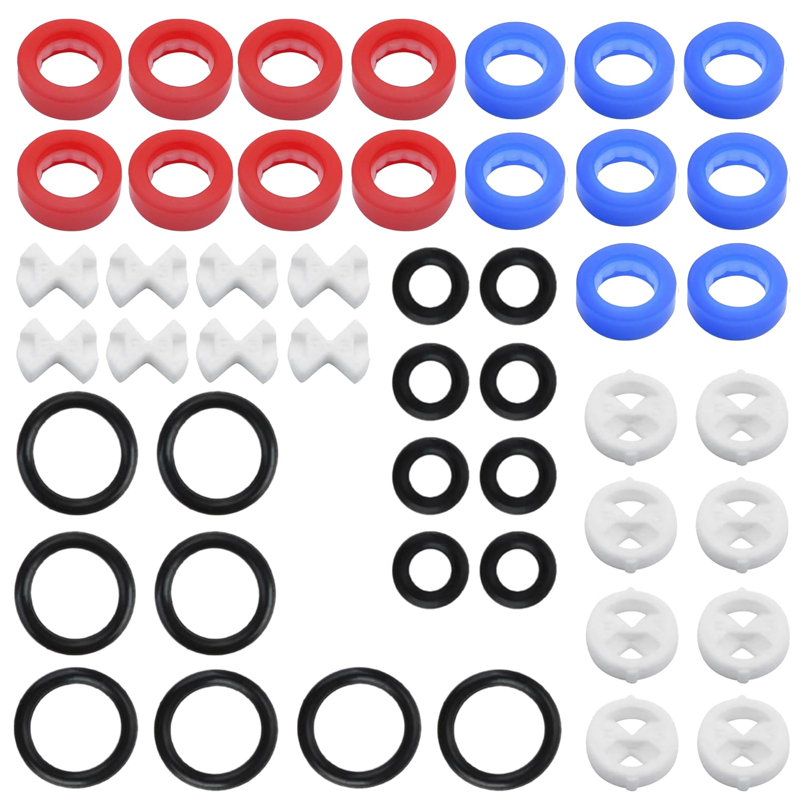 48 Pcs Tap Washers Kit with Ceramic Discs - Multi-Size Silicone O-Rings & Leak-Proof Gaskets for Mixer Taps Repair, Bathroom Sink & Kitchen Faucet DIY Plumbing (1/2 Turn Fit)