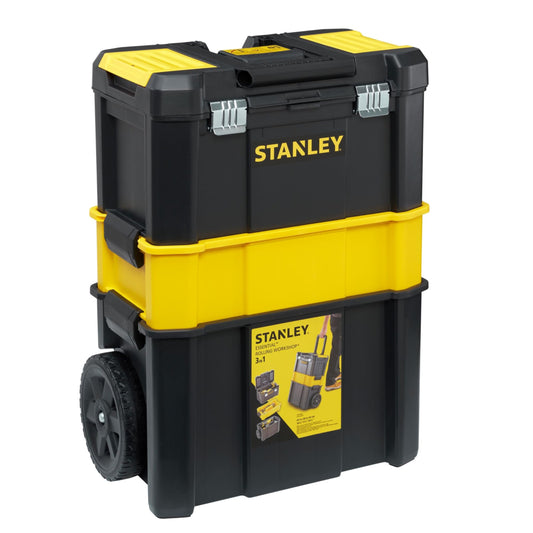 STANLEY Essential Rolling Workshop Toolbox, 3-in1 Stackable Units, Portable Tool Solution, STST1-80151