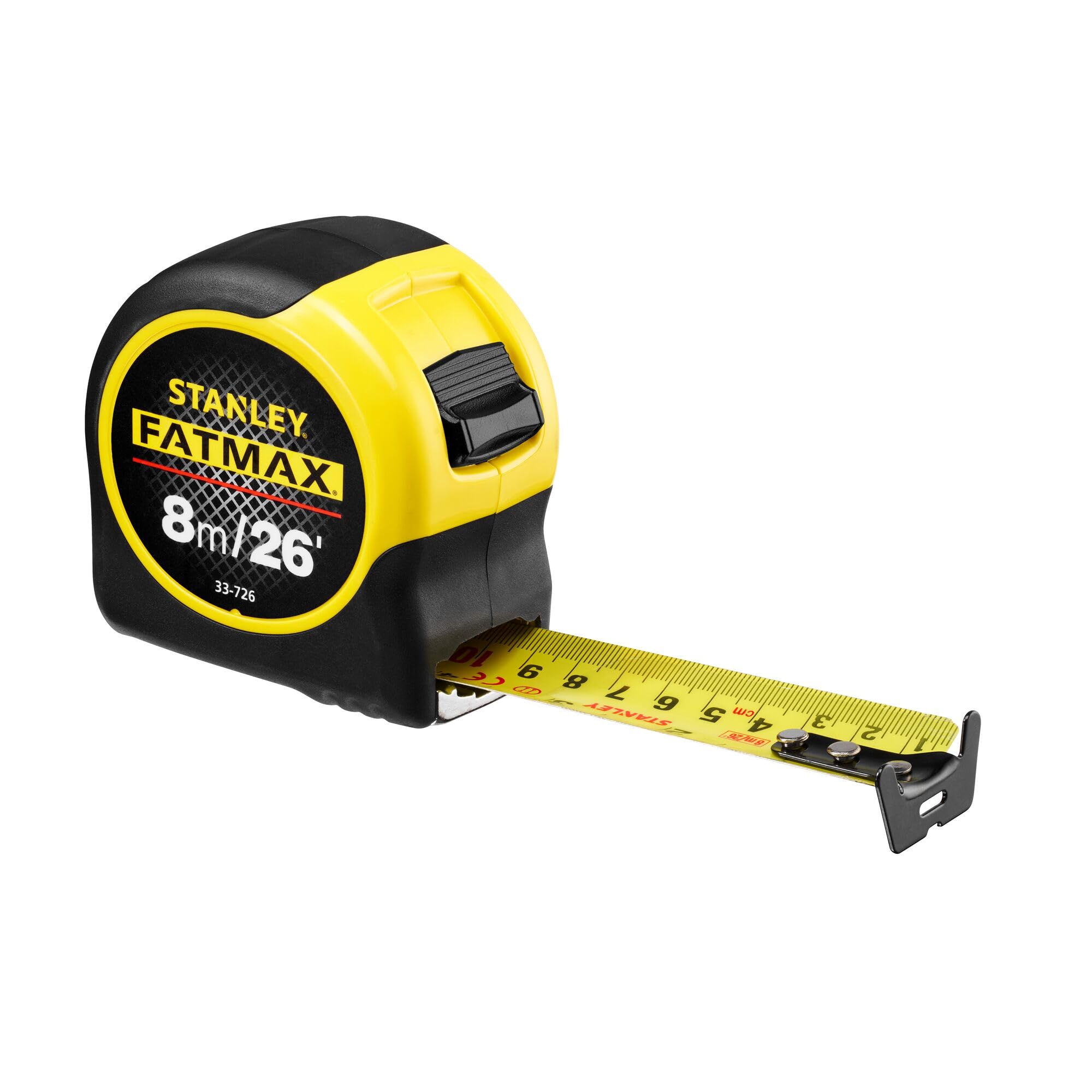 STANLEY FATMAX 8m/26' Tape Measure, Blade Armour Coating, 3.3m Standout, Magnetic Hook End, 0-33-726
