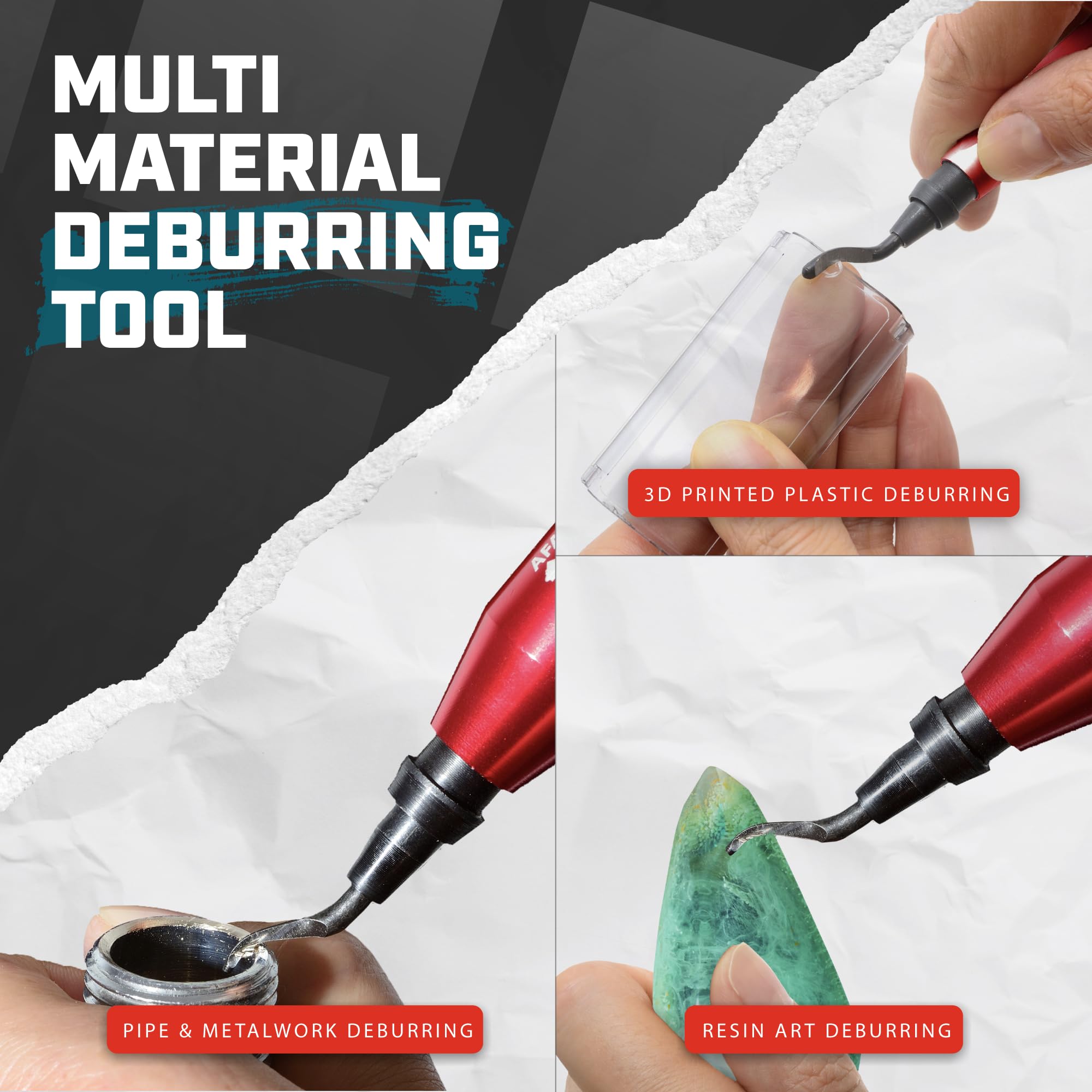 AFA Tooling Deburring Tool Kit with 11 High Speed Steel BS1010 Blades | Precision Edge Burr Removal on Copper, Iron, Brass, and PVC Plumbing Pipes, 3D Printing Plastics, Resin Art, and Metal Work