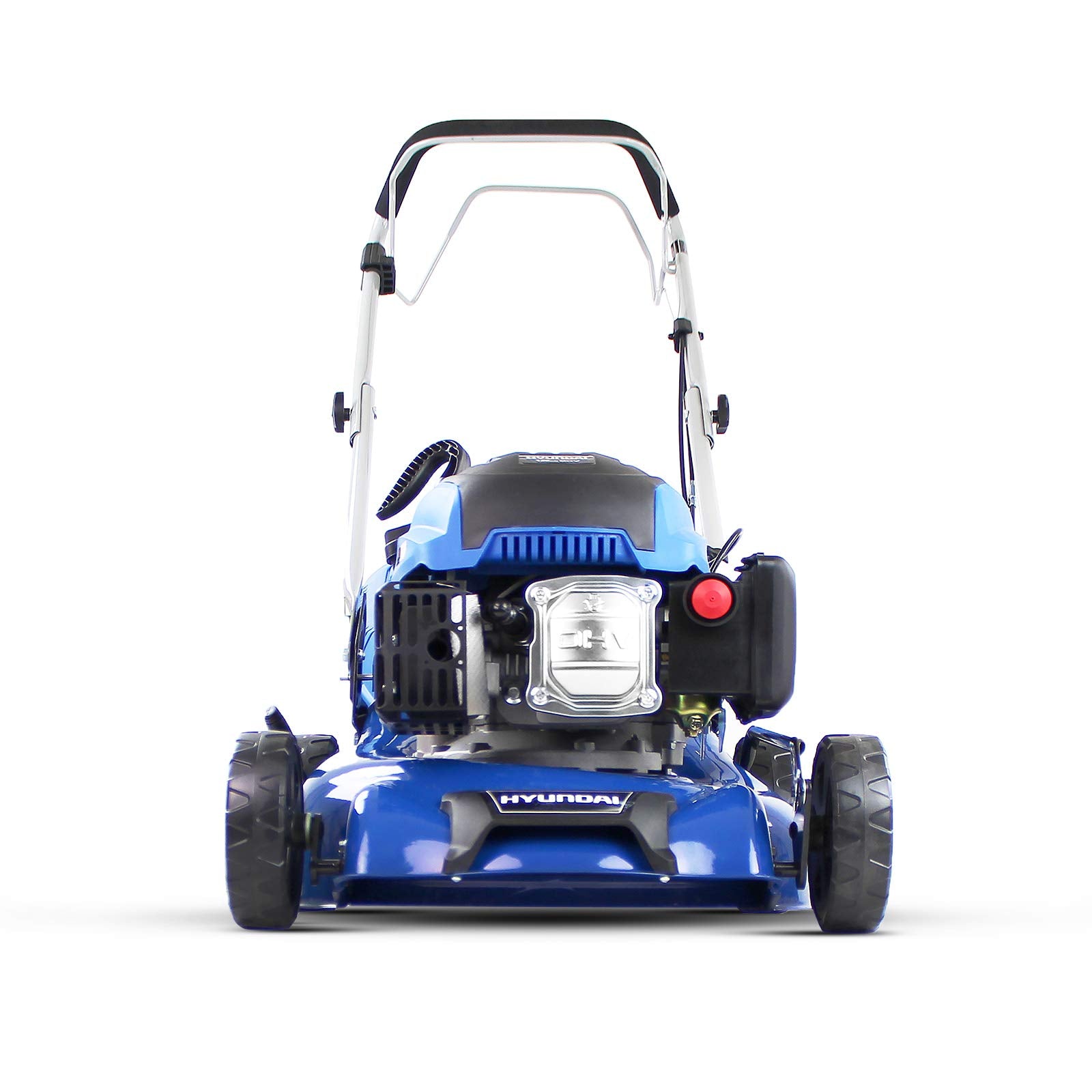 Hyundai Petrol Self Propelled Lawnmower, 17"/43cm 139cc, Recoil Pull Start, 5 Adjustable Cutting Heights, Large 45l Grass Collector Bag, Foldable Handles, 3 Year Warranty,