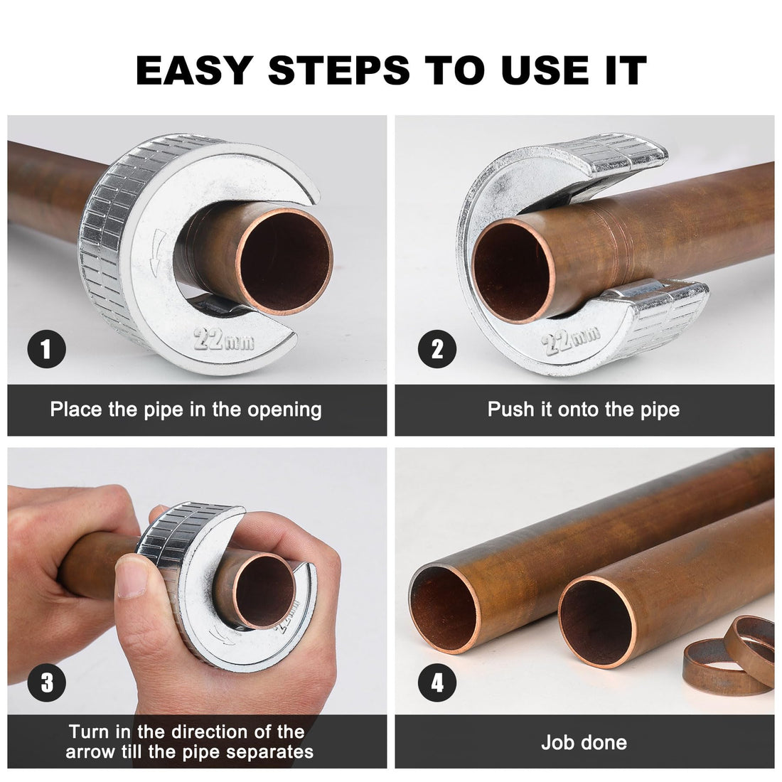 HAUTMEC Copper Pipe Cutter Sturdy Plumbing Auto Cut Tube Cutter Set Twin Pack 15 & 22mm Pipe Cutters Pipe Slice with 2 Spare Pipe Cutting Wheel Blades