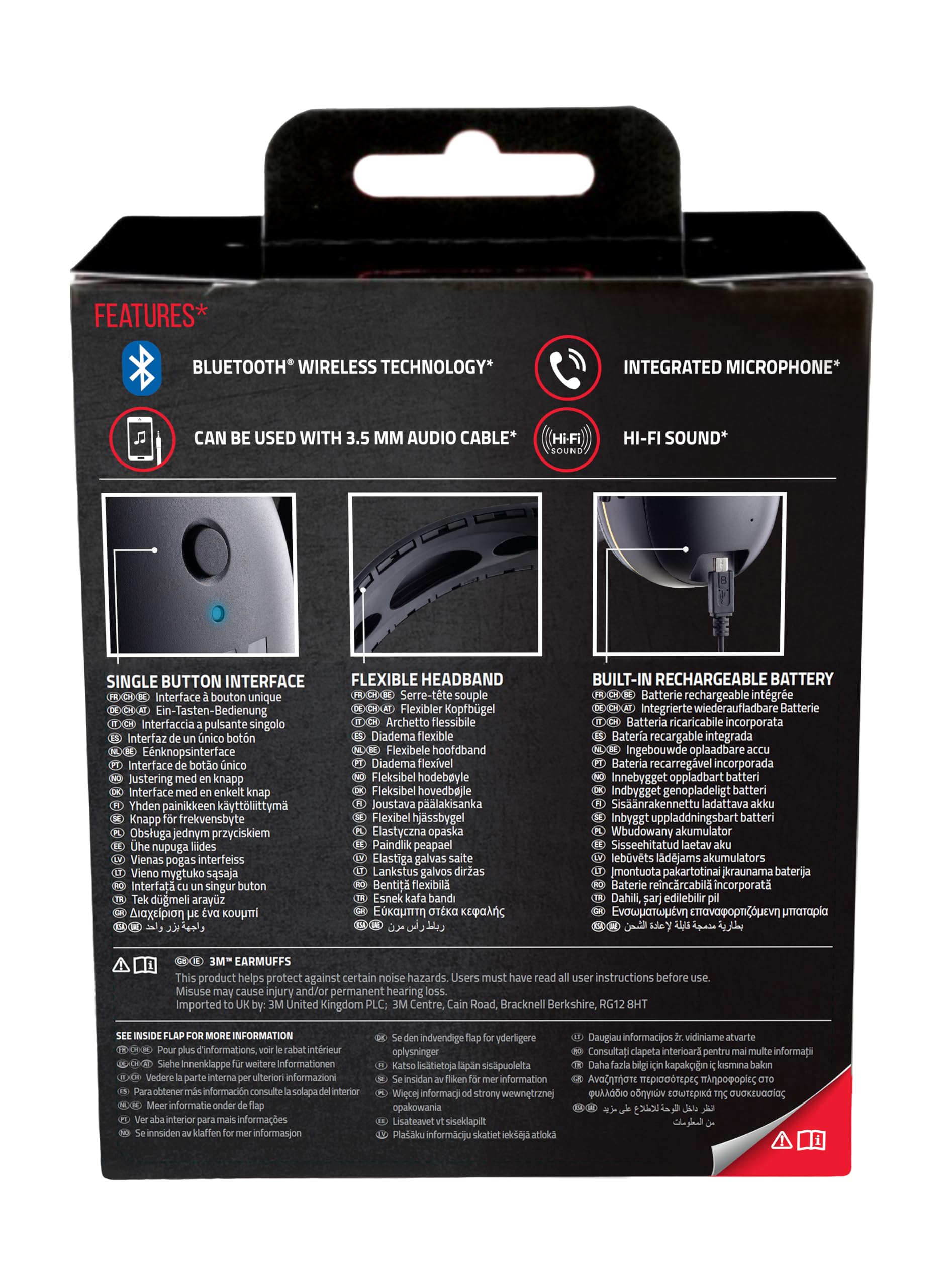 3M WorkTunes Connect, Bluetooth Ear Defenders Wireless, 90543EC1, Hearing Protector Earmuffs, Connect your Mobile Phone, 30+ hours battery life, Rechargeable, (94-105 dB), Black, 4.02x7.44x5.91