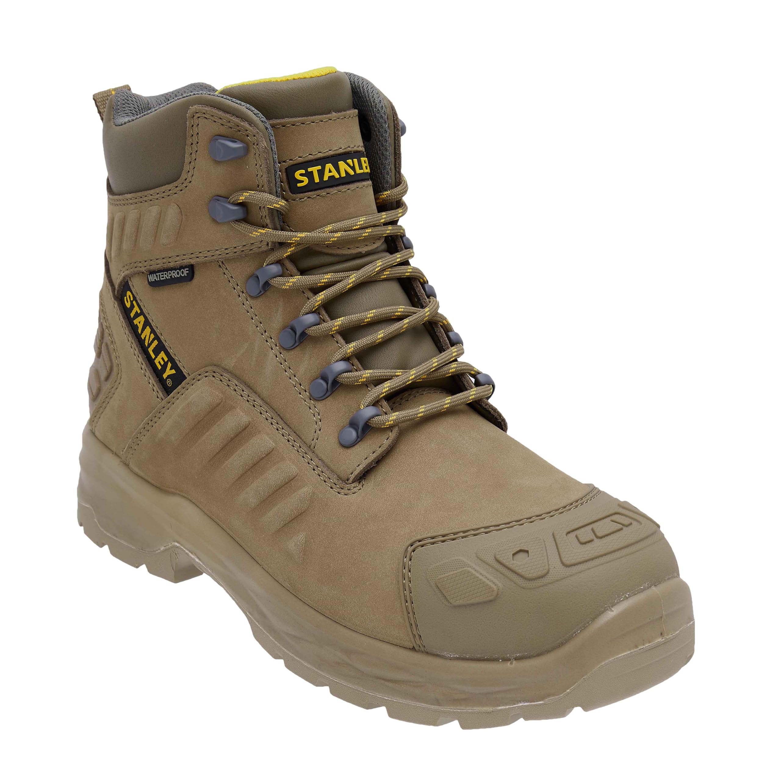 STANLEY Vortex Men's Waterproof, Nubuck Leather, Steel Safety Toe, Penetration Resistant Work Boot, Stone, UK10