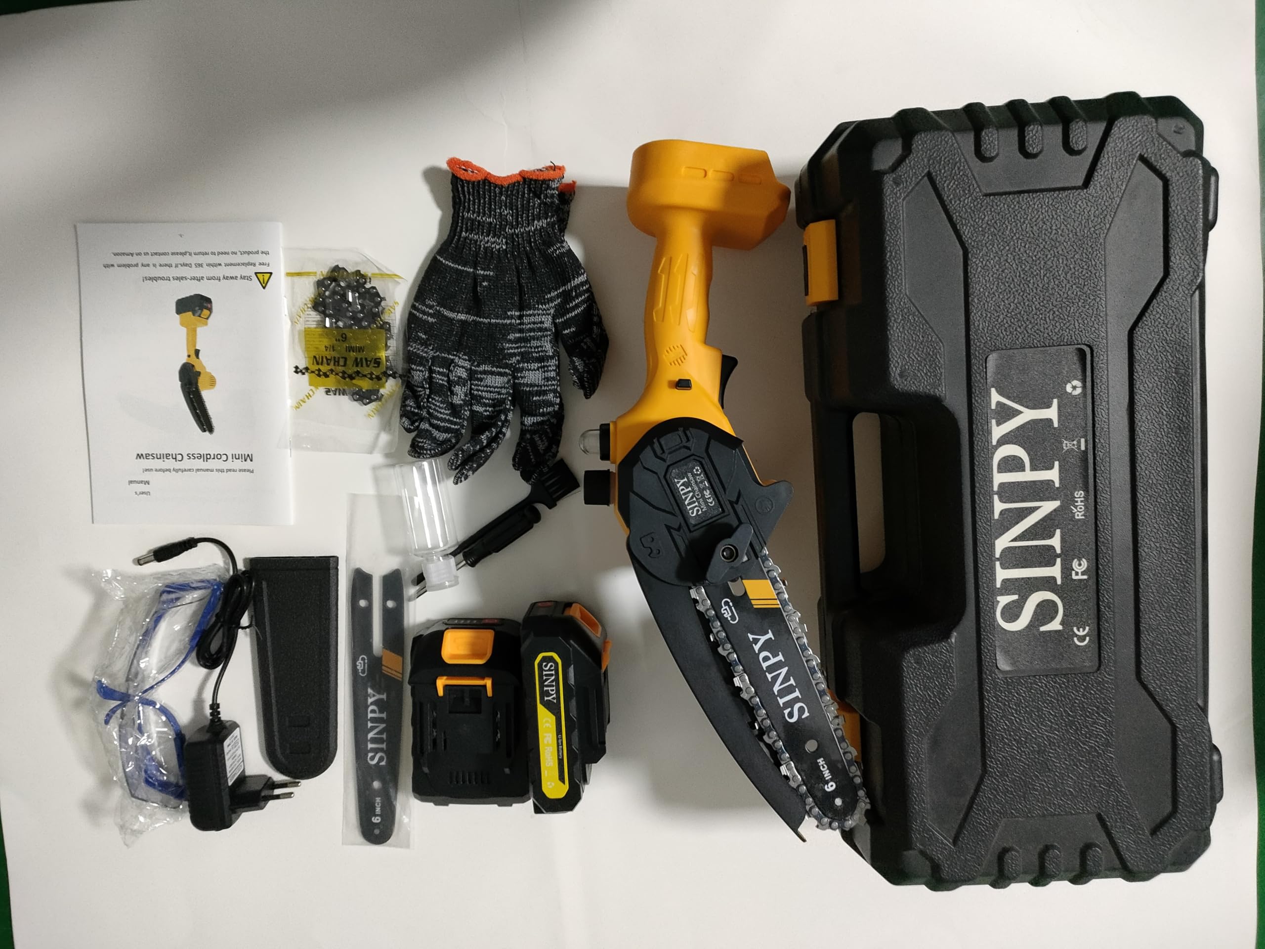 SINPY Mini Chainsaw Cordless, 6 Inch Electric Power Chain Saw with 2 Batteries & 2 Chains, Small Chainsaw with Safety Lock for Tree Trimming, Garden, Wood Cutting Gift for Men Dad Husband Fathers 2025